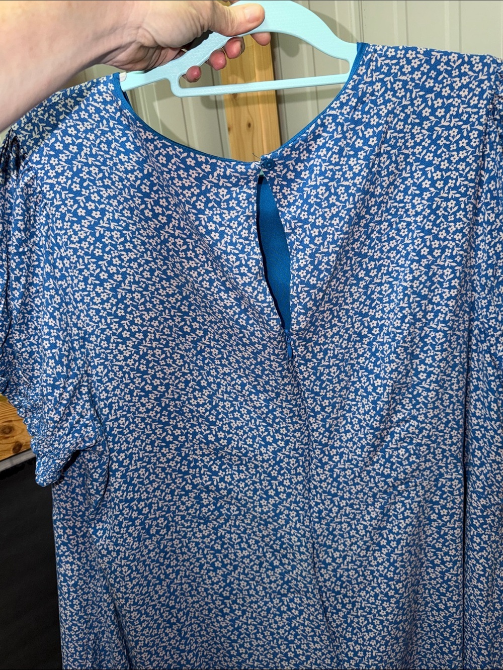 dip Blue Micro-Print Short Sleeve Midi Dress - Picture 4 of 6
